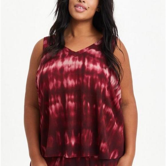 torrid Tops - Torrid Tank - Crinkle Gauze Tie Dye Wine NWT 2